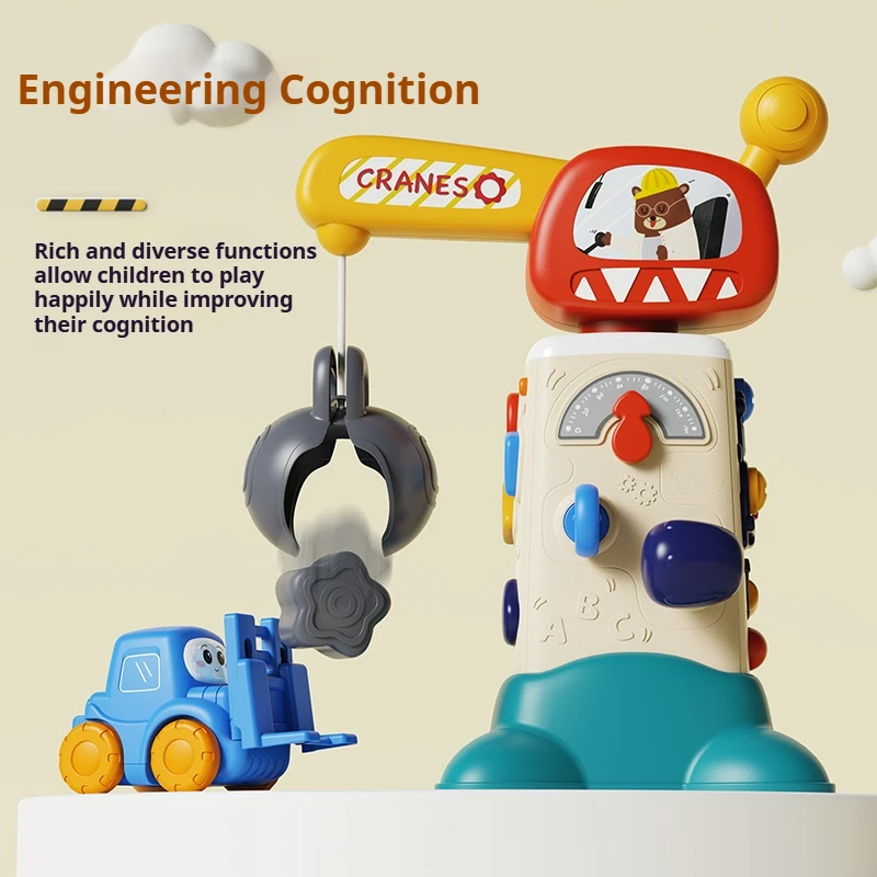 لعبة مركبة هندسية مع رافعة برج الضوء والموسيقى، نموذج بناء كلاسيكي، رافعة شوكية، لعبة سيارة للأولاد، مهارات حركية دقيقة، هدية عيد الميلاد #3
