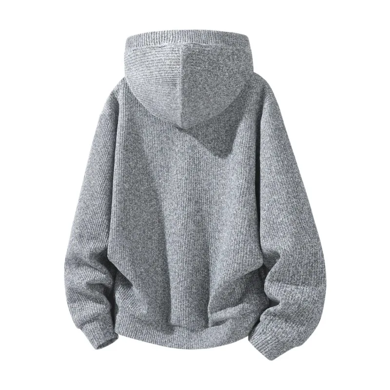 Mens Textured Button Neck Hoodie Polyester Blend Long Sleeve Kangaroo Pocket Hooded Sweatshirt Loose Casual Pullover S to 3XL