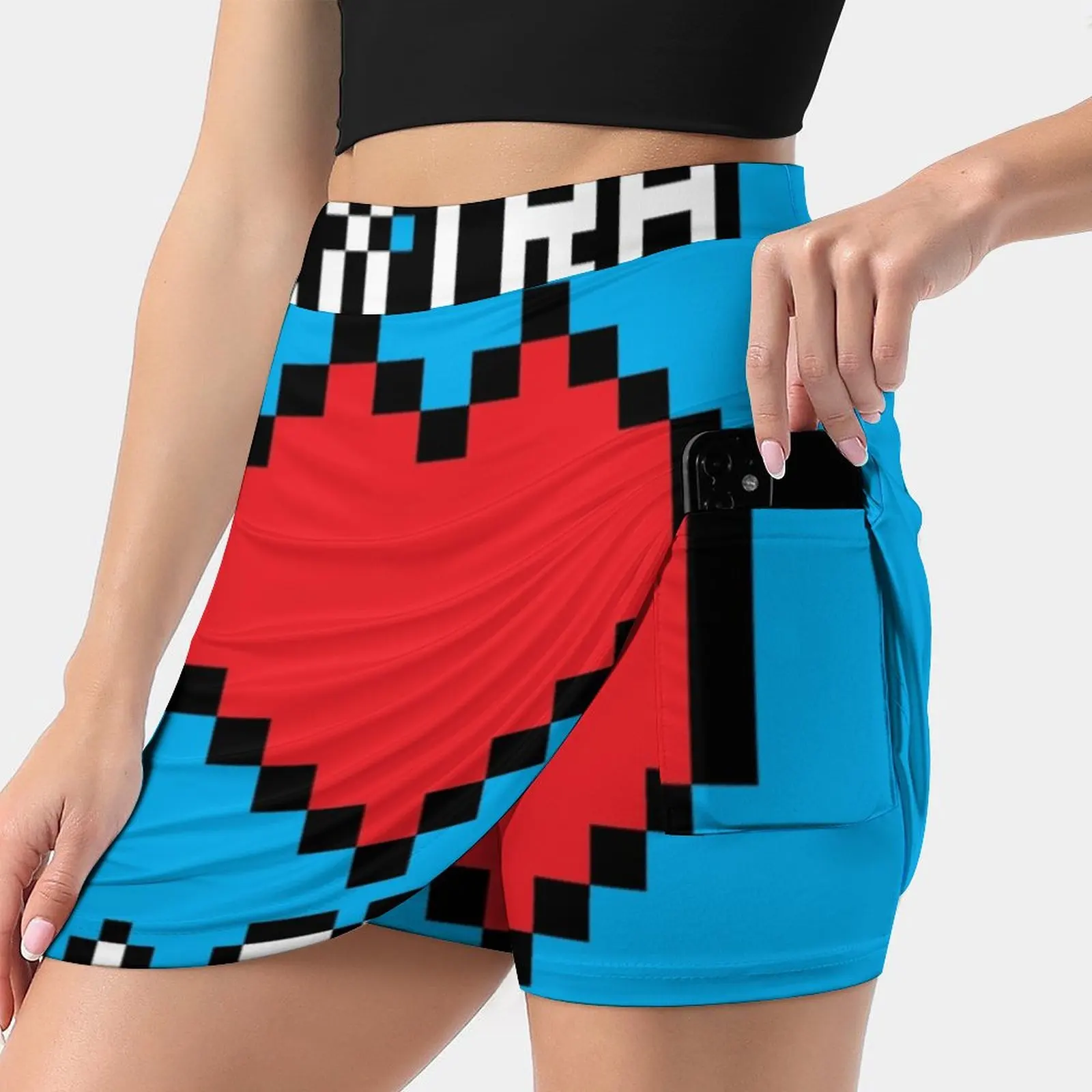 Extra Life Summer Women's shorts Skirt 2 In 1 Fitness Yoga Skirt Tennis Skirts Pixel 8Bit 8 Bit Byte Heart Life Extra Power Up