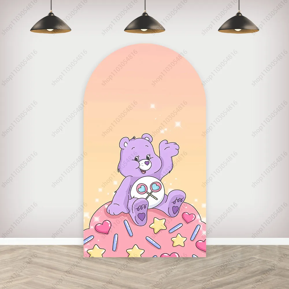 MINISO Care Bear Arch Photo Backdrop Arched Wall For Kids Colorful Birthday Party Baby Shower Doublesided Photography Background