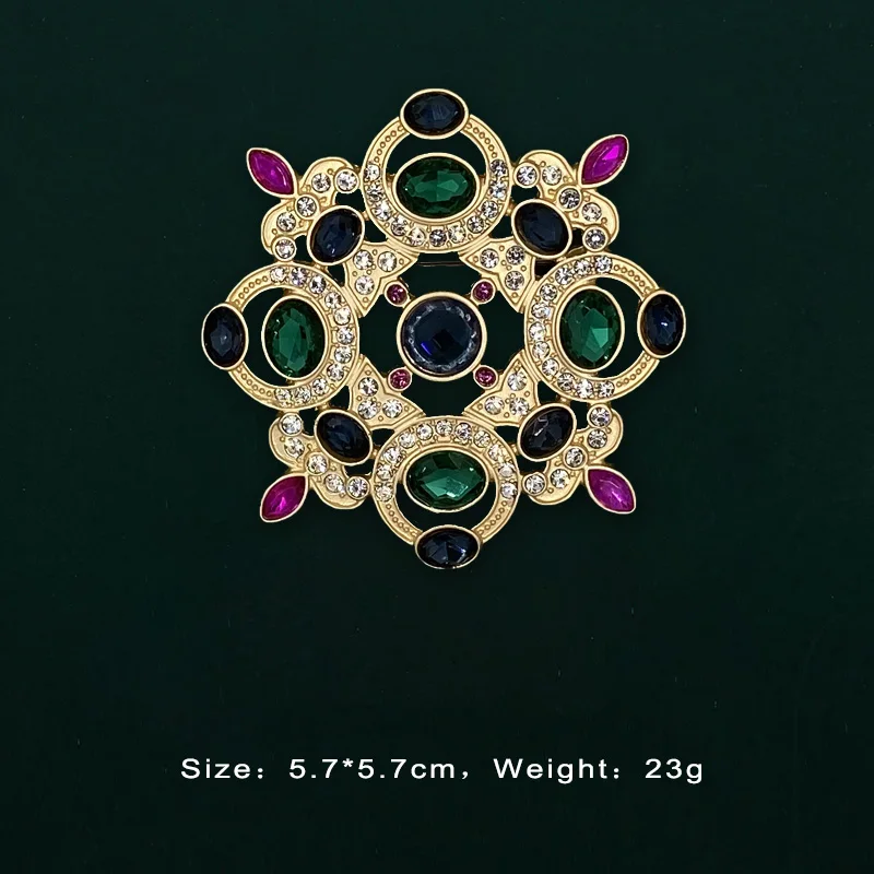 Barock Vintage Gold Farbe Kristall Perlen Pin Broschen Edelstein Hohl Geometrische Rechteck Brosche Kragen für Frauen Schmuck