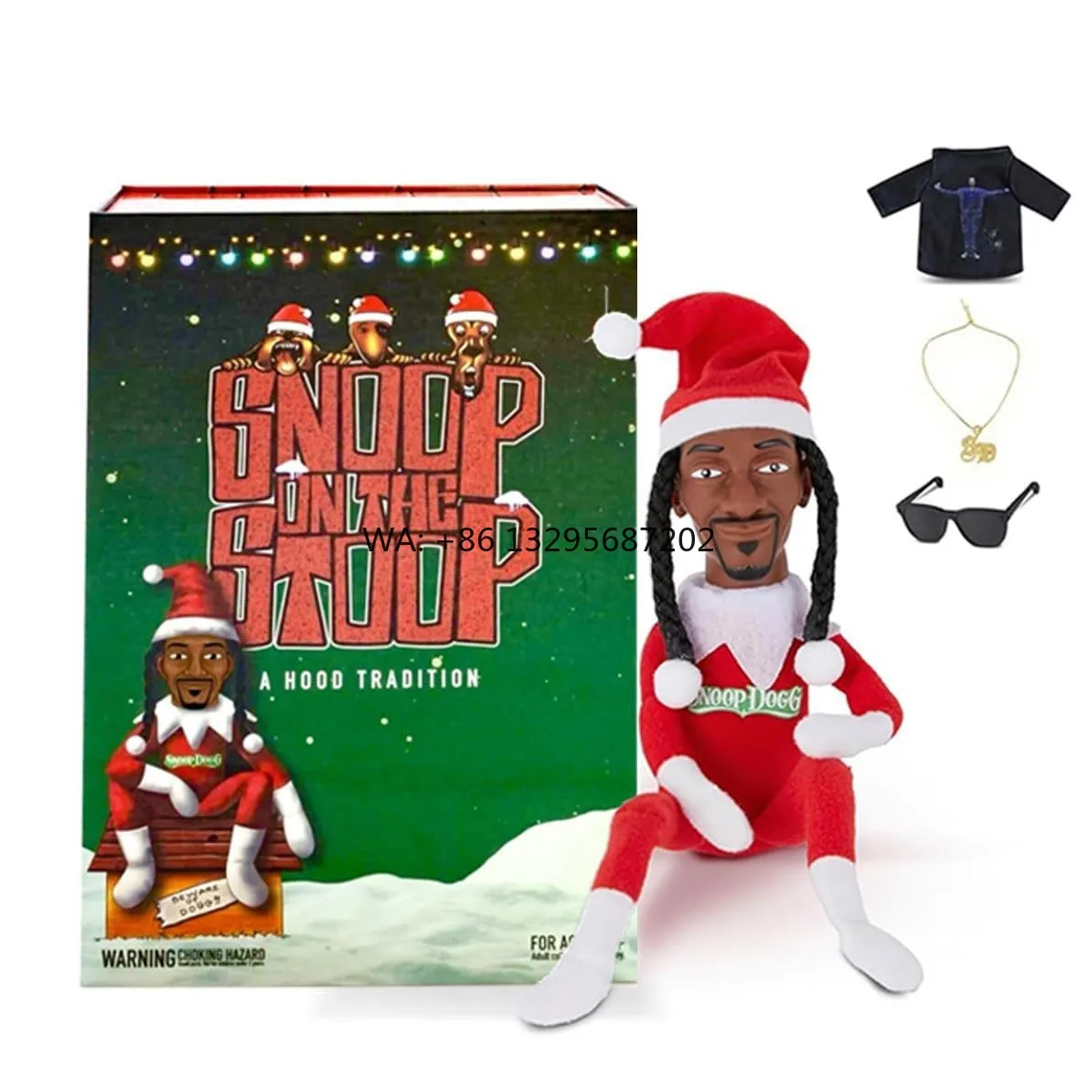 

2025 Christmas Snoop Dogg Snoop on a Stoop Elf Doll 12 in Small Plush Toys Decor Includes Elf Extra Tshirt Sunglasses