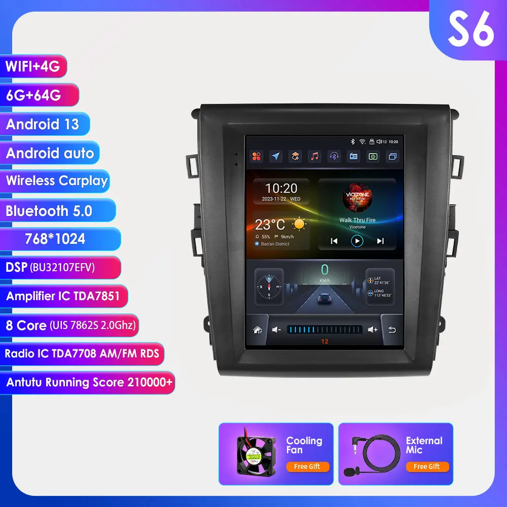 Auto Intelligente Radio voor Ford Fusion Mondeo MK5 A/C 2013-2019 Draadloze Carplay Android Auto 9.7 ''4G WIFI Autoradio Stereo
