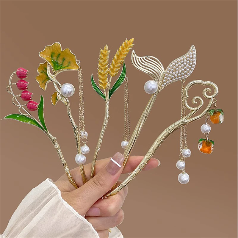 Retro Tassel Metal Hair Sticks Female Ponytail Braid Hairpin New Hair Hairpin Hair Styling Tools Sweet Girl Hair Accessories