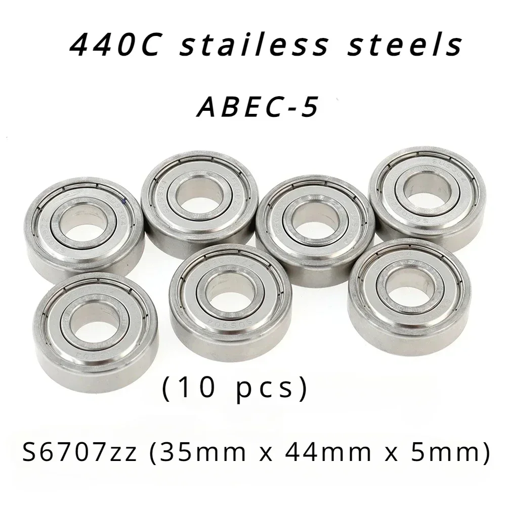 

Veekraft High Performance 440C Stainless Steels ABEC-5 Deep Groove Ball Bearings - S6707zz 10pcs size: 35mmx44mmx5mm