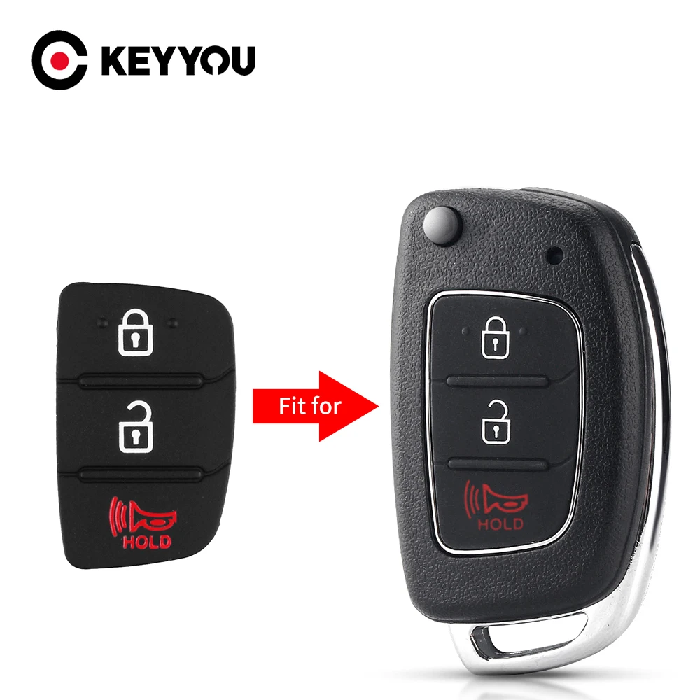 KEYYOU 200 3/4 Buttons Silicone Car Key Cover Case Rubber Padbutton For Hyundai I30 i35 iX20 Solaris Verna Mistra IX35 Accent