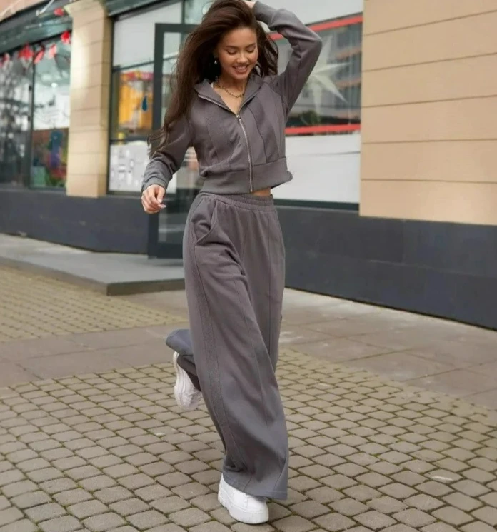 

Hooded Cardigan Women's Clothing Fashion Street Style Long-sleeved Jacket Trousers Two-piece Set