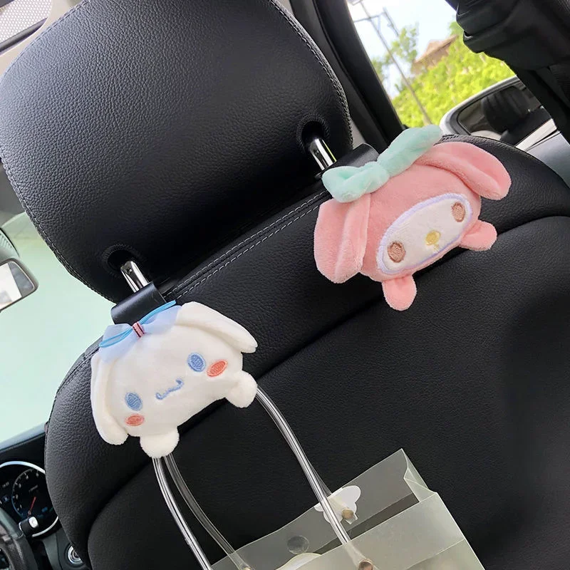 Sanrio Kulomi cute sweet multi-functional car decoration big-eared dog cartoon doll car seat back rear invisible storage hook