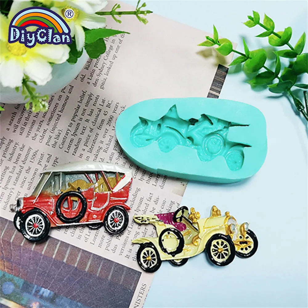 10 Style Vintage Car Silicone Fondant Molds Cake Decorating Tools For Chocolate Polymer Clay Sugarcraft Mould Baking Tools