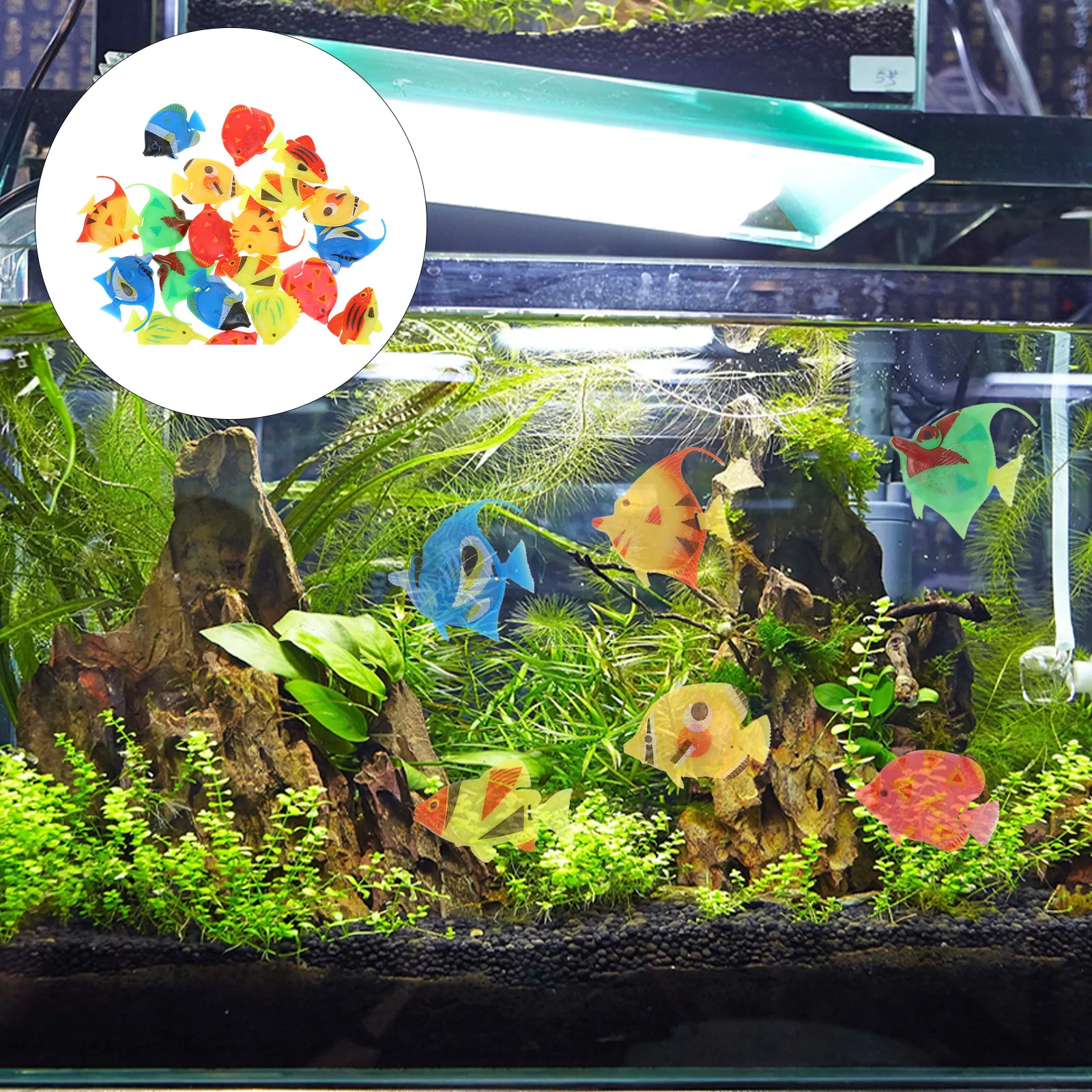 

20Pcs Simulated Tropical Fish Floating Aquarium Decorations Mini Plastic Fish Tank Decor Educational Pretend Play