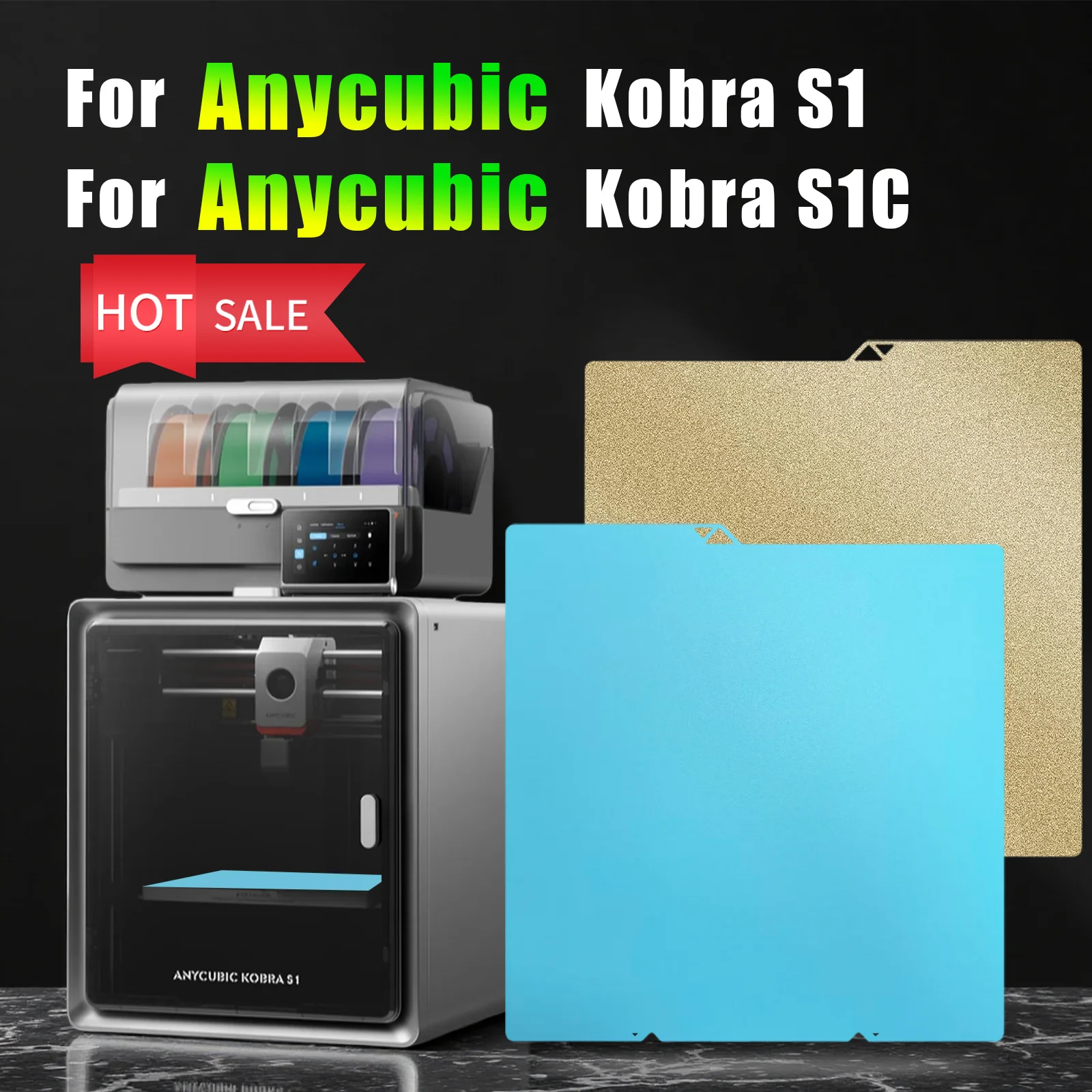 

Kobra S1 3D Printer Cool Plate Double-Sided 3D Printer Bed High Hardness Spring Steel Cold Plate 3D Printing Accessories