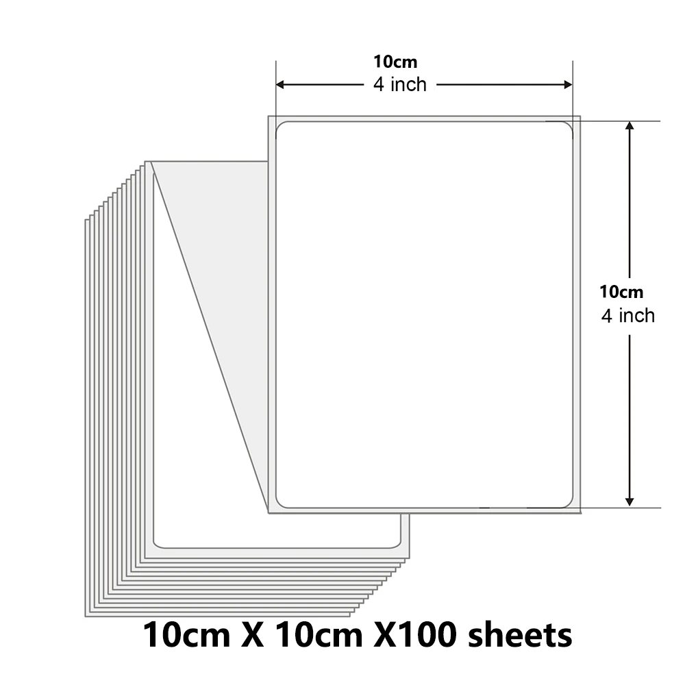 4*4"*100 sheets Adhesive Shipping Label Waterproof Thermal Label Thermal Transfer Label Sticker Small Ticket Paper