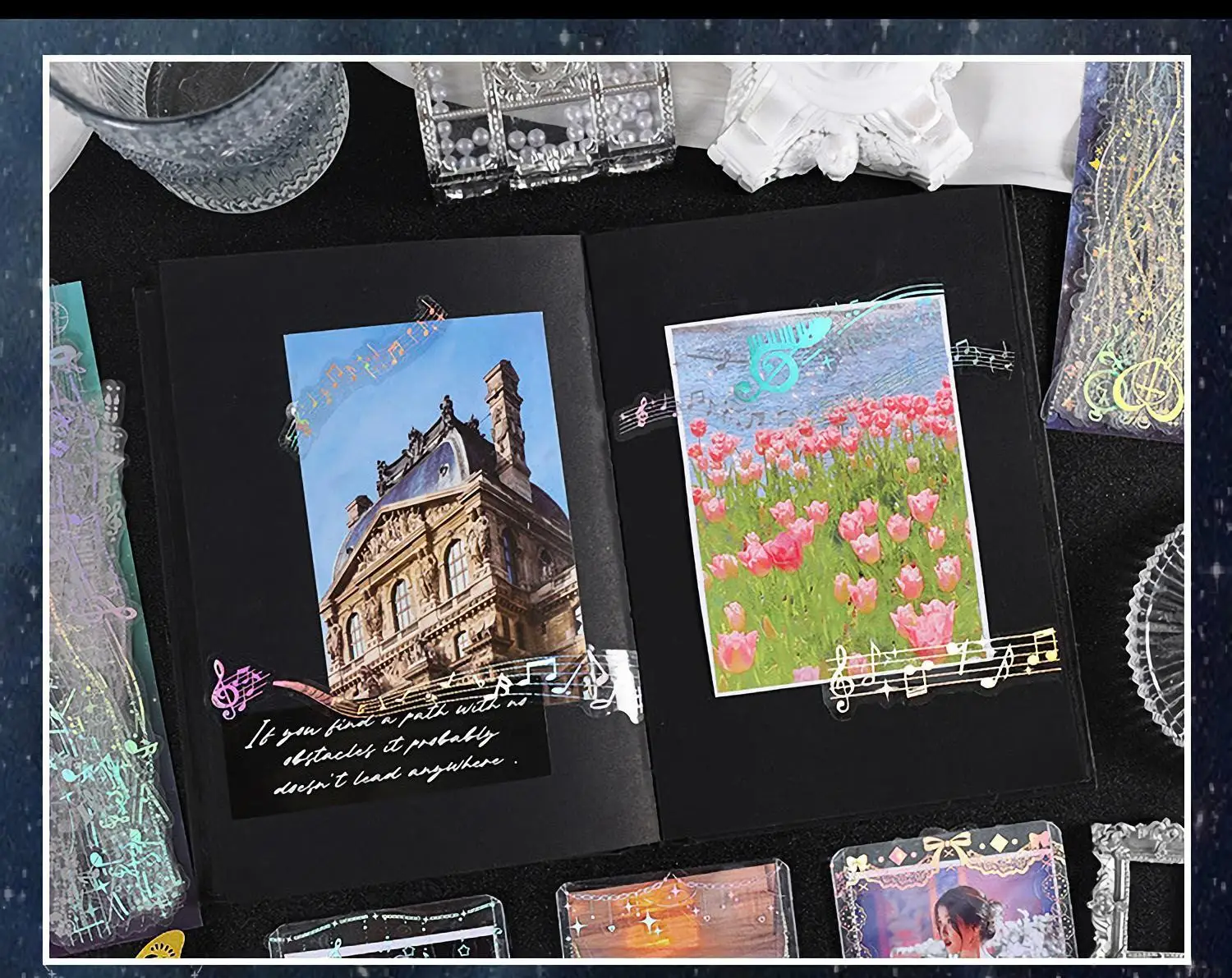 30 Sheets Korean Style Deco Sticker Pack - Cute & Stylish Holographic Foil Stamping Sticker for Kpop Toploader, Journals & More