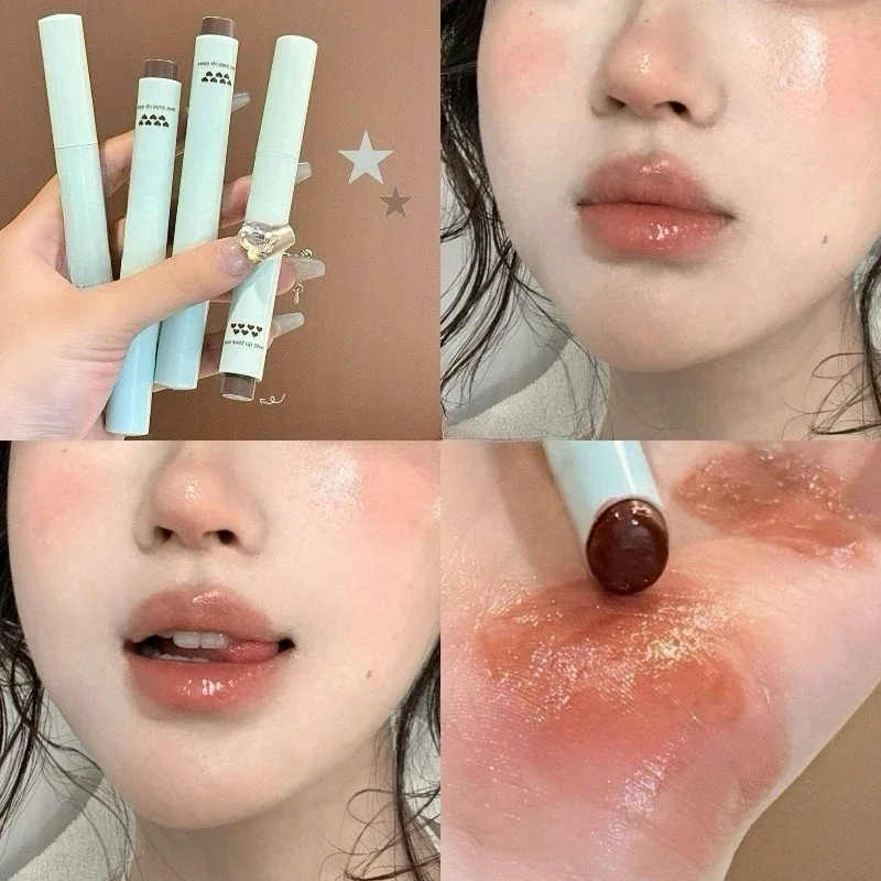 4色展開 ソリッドリップグロススティック ミント ノンスティッキー グラスシャイン リップバーム 保湿 ウォーターライト リップスティック ティント ナチュラルルック メイクアップ