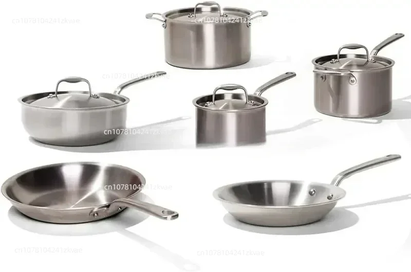 In Cookware - 10 Piece Pot and Pan Set - 5 Ply Clad - Includes Stainless Steel Frying Pans, Saucepans, Sauc Made