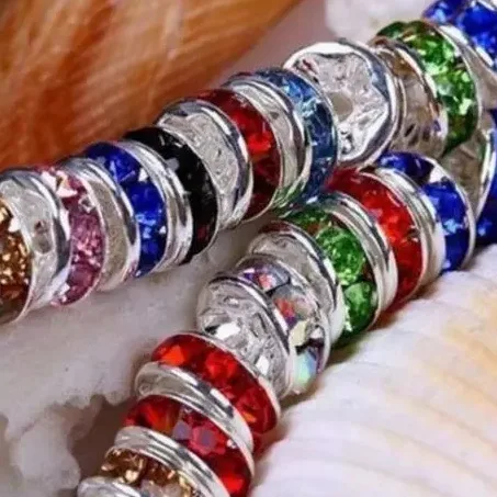 100Pcs 6/8/10mm Metal Crystal Beads Rhinestone Rondelle Spacer Beads For Jewelry Making Bracelet h7tf Necklace DIY Accessories