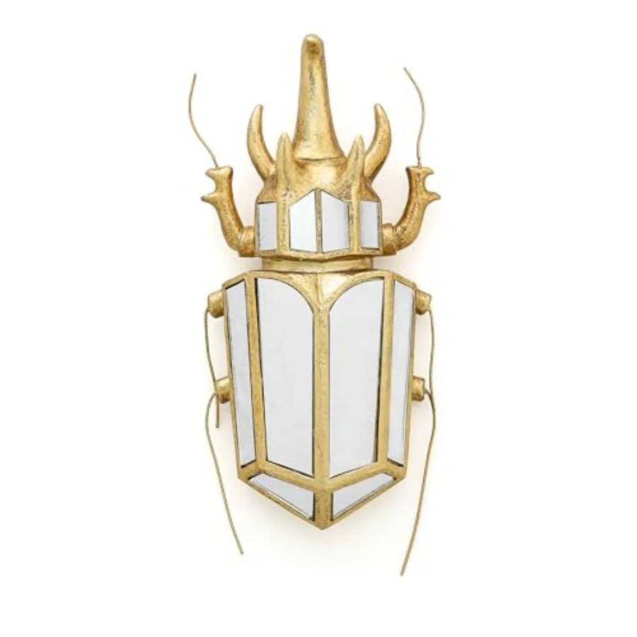 

Decorative Bug and Dragonfly Mirrors - Gold Resin and Glass Wall Decor, Perfect for Victorian and European Themed Homes