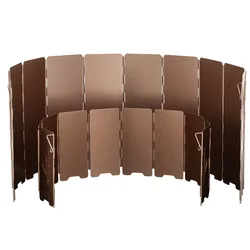 10 Plates Bronze-coloured Folding Outdoor Camping Gas Stove Windshield  Aluminium Alloy Wind Screen Cooking Shield