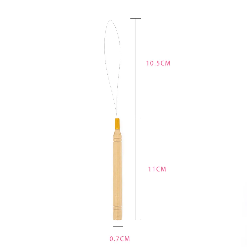 1 pz Micro anelli Loop Tool Loop Threader tirando ago utilizzato con pinza per capelli e perline per strumenti di estensione della piuma dei capelli umani