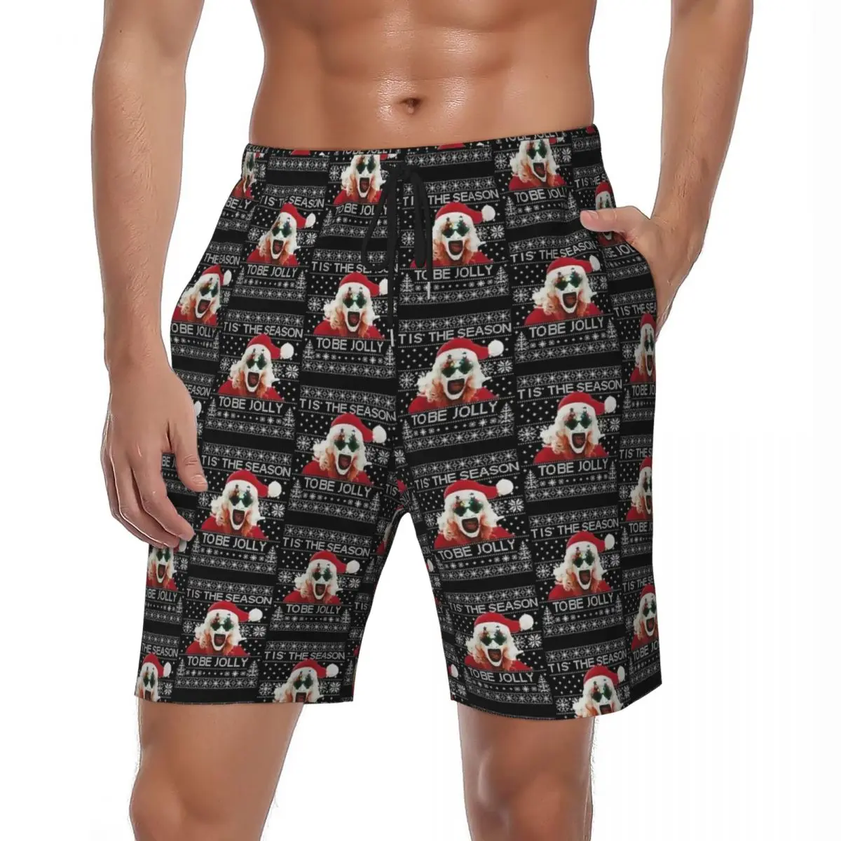 

Summer Board Shorts Males Terrifier 3 Santa Christmas Surfing Film Beach Short Pants Hawaii Fast Dry Swimming Trunks Plus Size