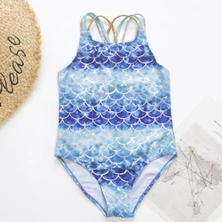 Shinning Fishscale Gradient Girls One Piece Swimsuit For Kids 2025 Summer Outdoor Beach Child Teens Swimwear Girls Monokini