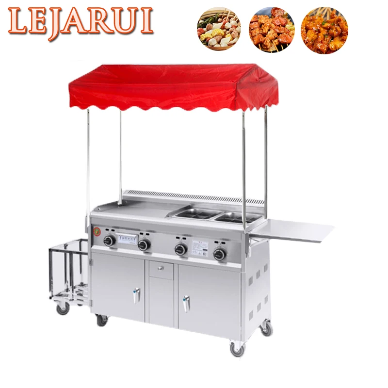 Multi-Function Gas Grill Machine Griddles Frying Machine Stainless Steel Teppanyaki Equipment Squid Fryer