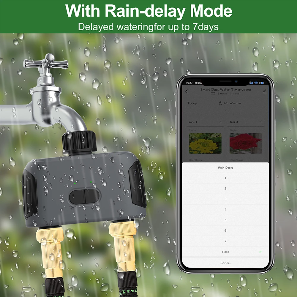 Tuya Bluetooth-compatible WiFi-compatible 2-Way Intelligent Water Timers Automatic Watering Controller Smart Garden Sprinklers