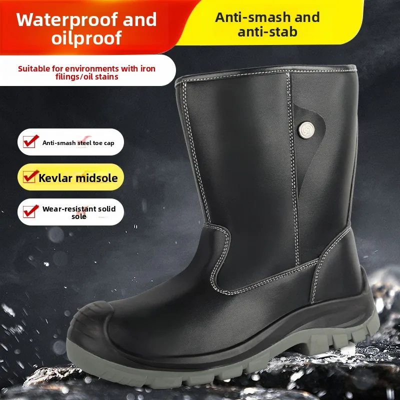

Labor Protection Shoes Male High-top Oilfield Safety Boots Oil-resistant Anti-scald Waterproof Anti-smash Anti-puncture