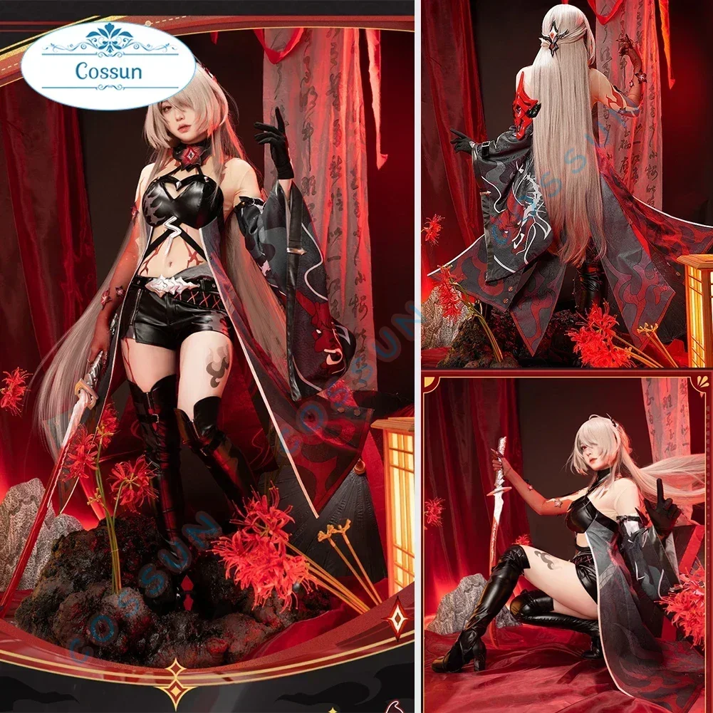 

Honkai: Star Rail Acheron White Hair Game Suit Cool Sexy Uniform Cosplay Costume Halloween Party Role Play Outfit Stikers Glove