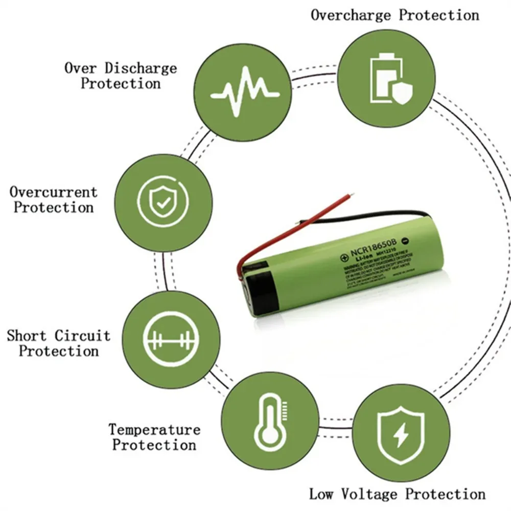 New 18650 lithium battery 3400mAh 3.7v 25A NCR18650B high power power tool battery 18650 rechargeable battery+DIY Wires