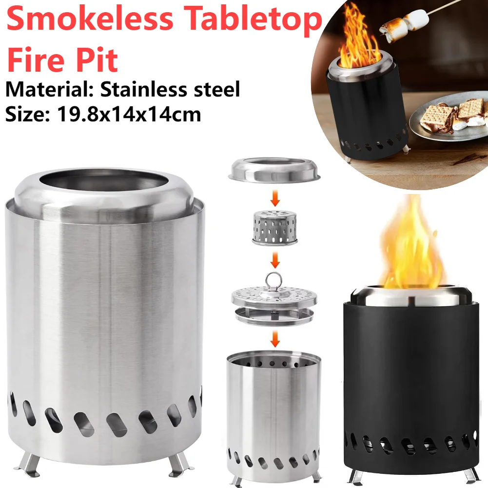 

Smokeless Tabletop Fire Pit Stainless Steel Portable Mini Stove Mini Fire Pit Wood Burning Or Pellet Fueled Portable Bonfire