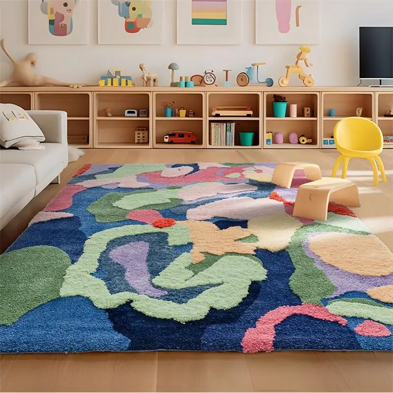 Children Reading Area Carpet Living Room Color Collision Rug Aesthetic Home Soft Coffee Table Floor Mats Soft Rugs For Bedoom