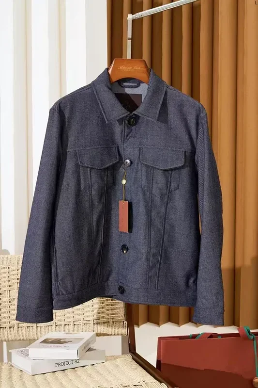 

LP 25aw Повседневная джинсовая куртка из итальянской шерсти с лацканами