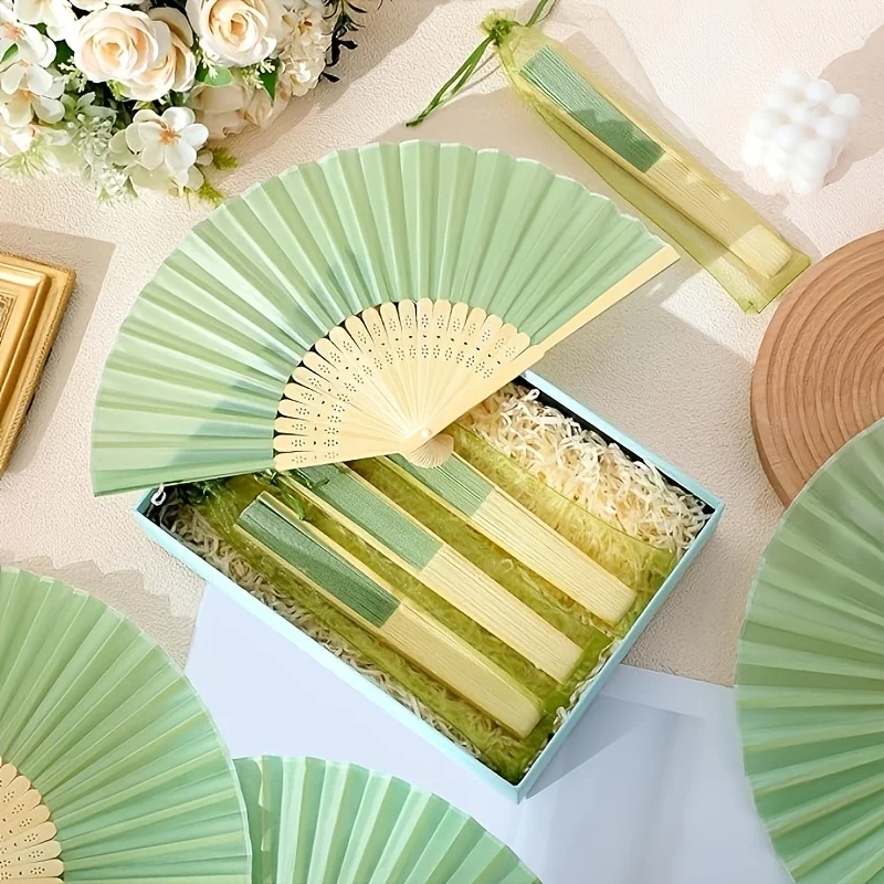 20pcs Fabric Handheld Folding Fans with Thank You Card Tassels,Gift Bag Included,Hand Fans Party Favors,For Halloween &Christmas
