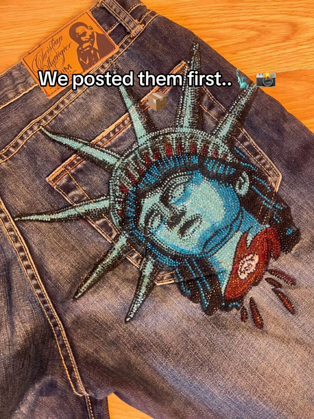 Y2k الهيب هوب تمثال الحرية حجر الراين الجينز عادية الدينيم السراويل مستقيم واسعة الساق الجينز Harajuku ريترو نيويورك النساء الملابس