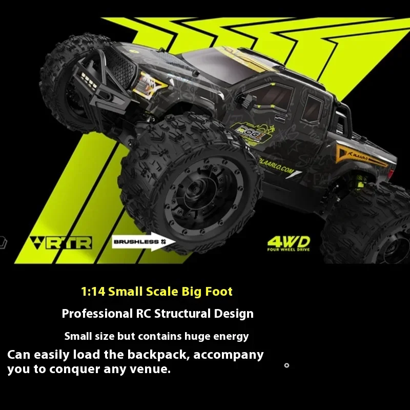 Rarello Gladiator ROG14 Rc Car 1/14 Brushless Motor 100km/H High-Speed With LED 4X4 Remote Control Off-Road Vehicle RTR Rc Car