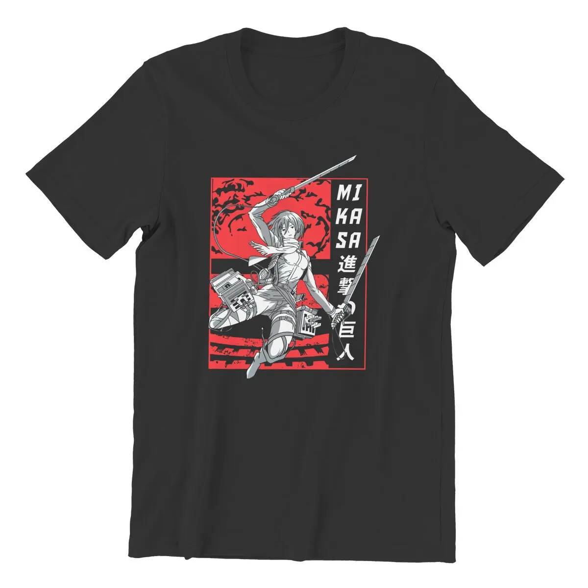 Men's Soldier Mikasa Ackerman Shingeki no kyojin Attack On Titan Anime T Shirt 100% Cotton printed Tops Vintage T-Shirts