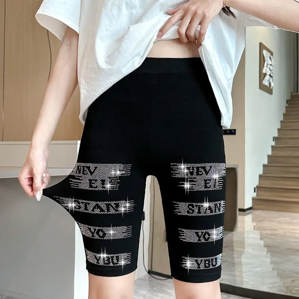 

Fashion Zircon Letter Hip Lift Yoga Shorts Tights Thin High Waist Leggings Stretch Pants Trousers Crystal Yoga Pants Workout