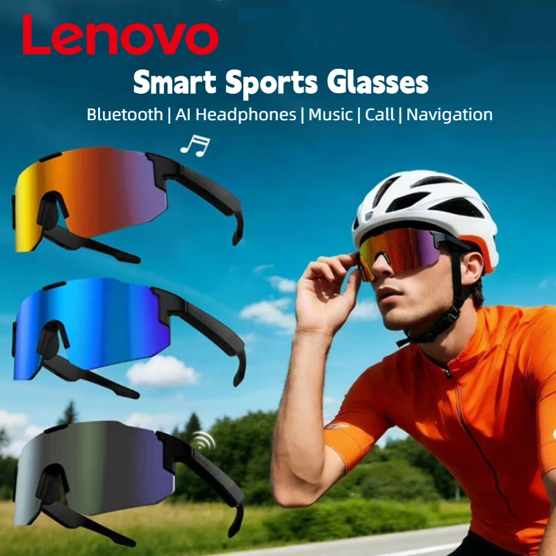 Умные велосипедные очки Lenovo D17 с наушниками, функцией звонков, музыкой, сенсорным управлением и защитой от ультрафиолета. Стильные солнцезащитные очки. Новинка.