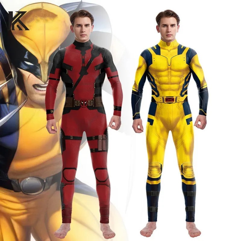 Film Marvels Deadpool 3 Cosplay Kostuum Wolverine Wesp 3D Cosplay Slim Fit Jumpsuit Halloween Prestaties Kostuum Voor Kind Volwassen