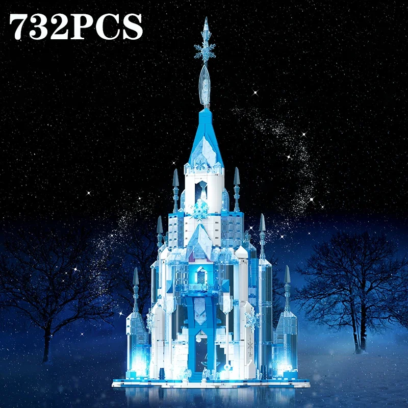 Ice Snow Castle Building Blocks Fairy Tale Princess Magical Castle Building Model Bricks Children's Kid DIY Toy Holiday Gift