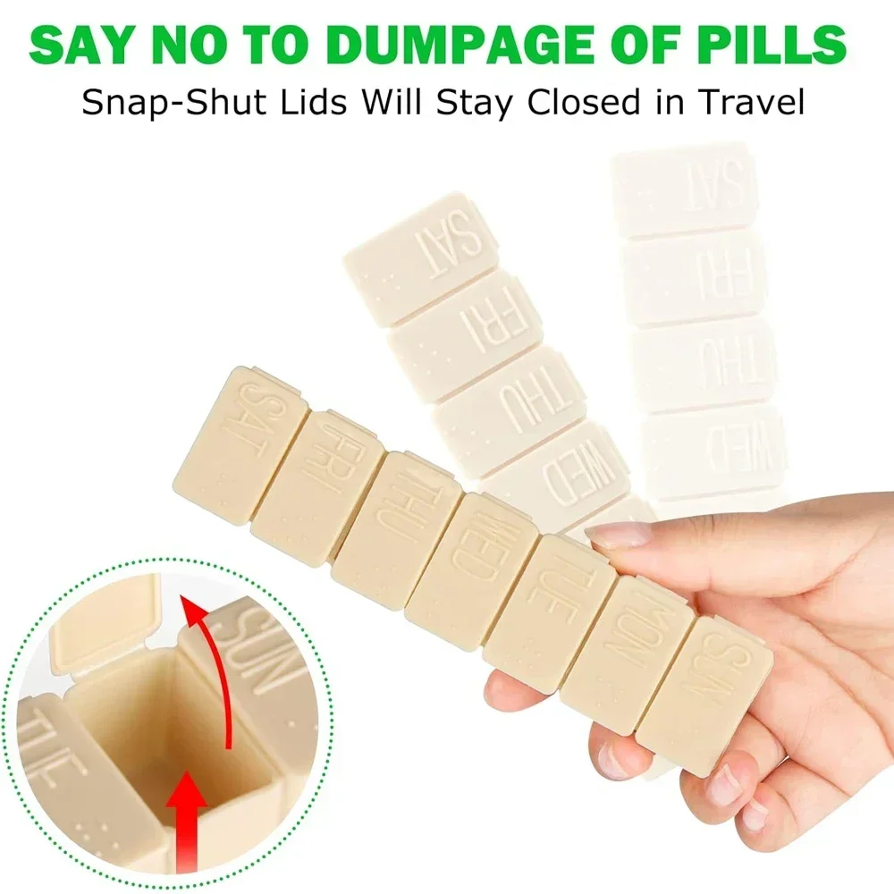 1/2/4PCS Weekly (7-Day) Pill Case, Vitamin Organizer Box, Convenient and Easy to Use, X-Large Compartments, Travel Friendly