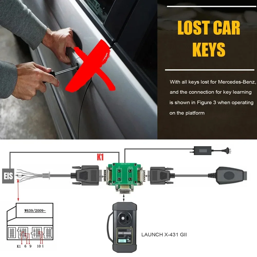Adaptador MCU3 LAUNCH X-431 para X-PROG3 GIII: Programador Inmovilizador Mercedes Llaves Perdidas Lectura ECU/TCU IMMO Elite view 5