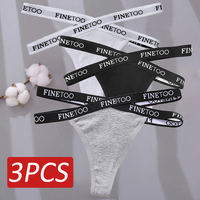 3PCS/Set Cross Strap G-String Cotton Panties Women Sexy High Waist Women's Panties FINETOO Letter Waisted Panty Lingerie M-XL