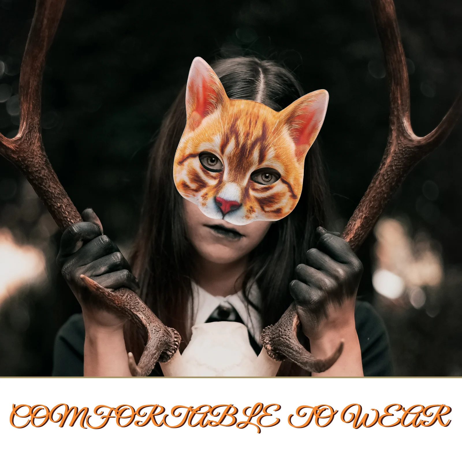 

2Pcs Decorative Mask Unique Cat Design Comfortable Eva Cloth Material Perfect for Halloween Carnivals Parties