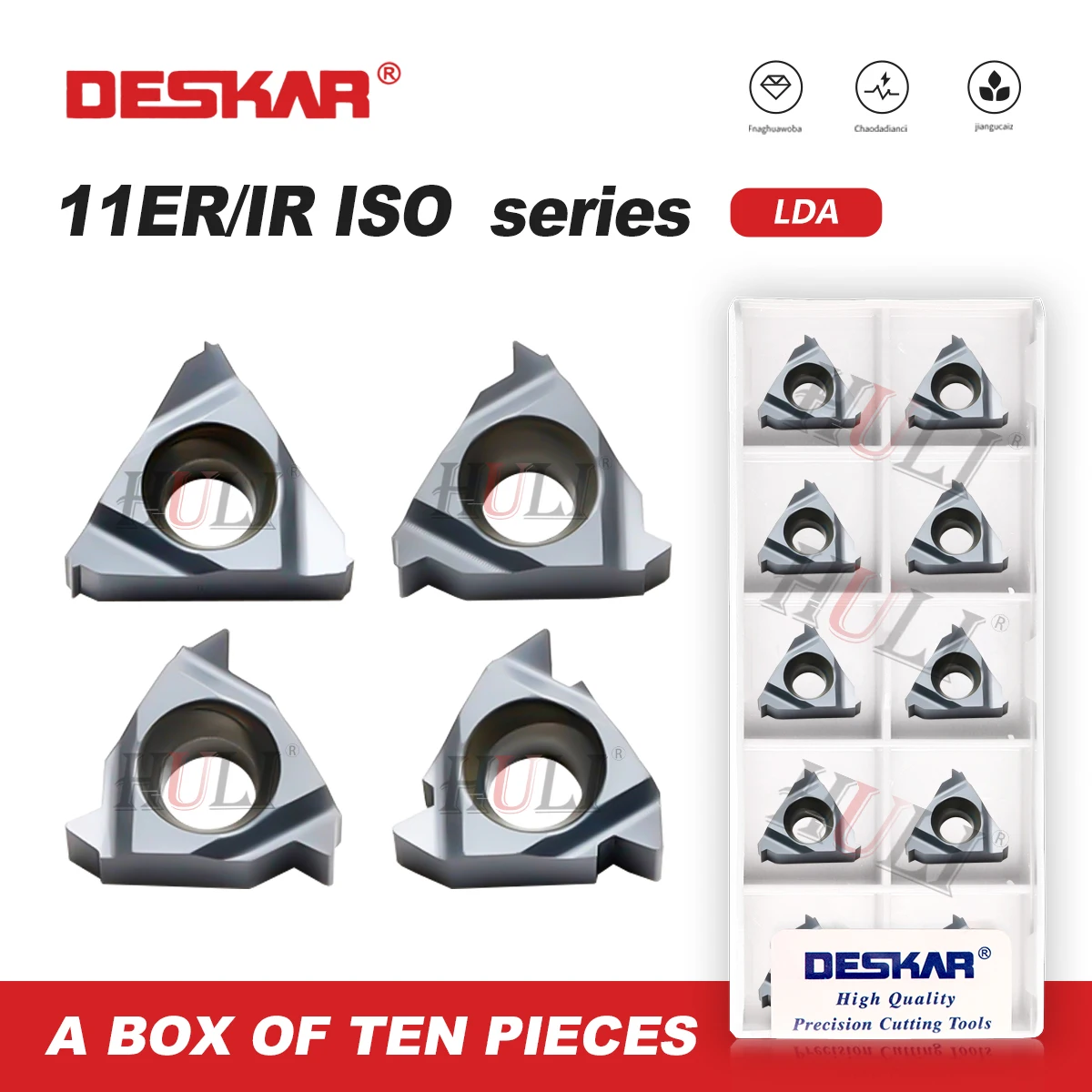 

DESKAR 100% Original 11ER 11IR 0.5ISO 0.75ISO 1.0ISO 1.5ISO 2.0 2.5 LDA High-quality CNC Lathe Cutters Threading Carbide Inserts