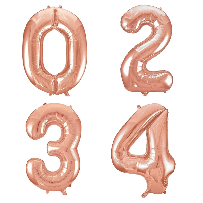 16inch Rose Gold Number Foil Balloons Kids Adult Birthday Wedding Anniversary Party Decor Foil Balloons Baby Shower Supplies