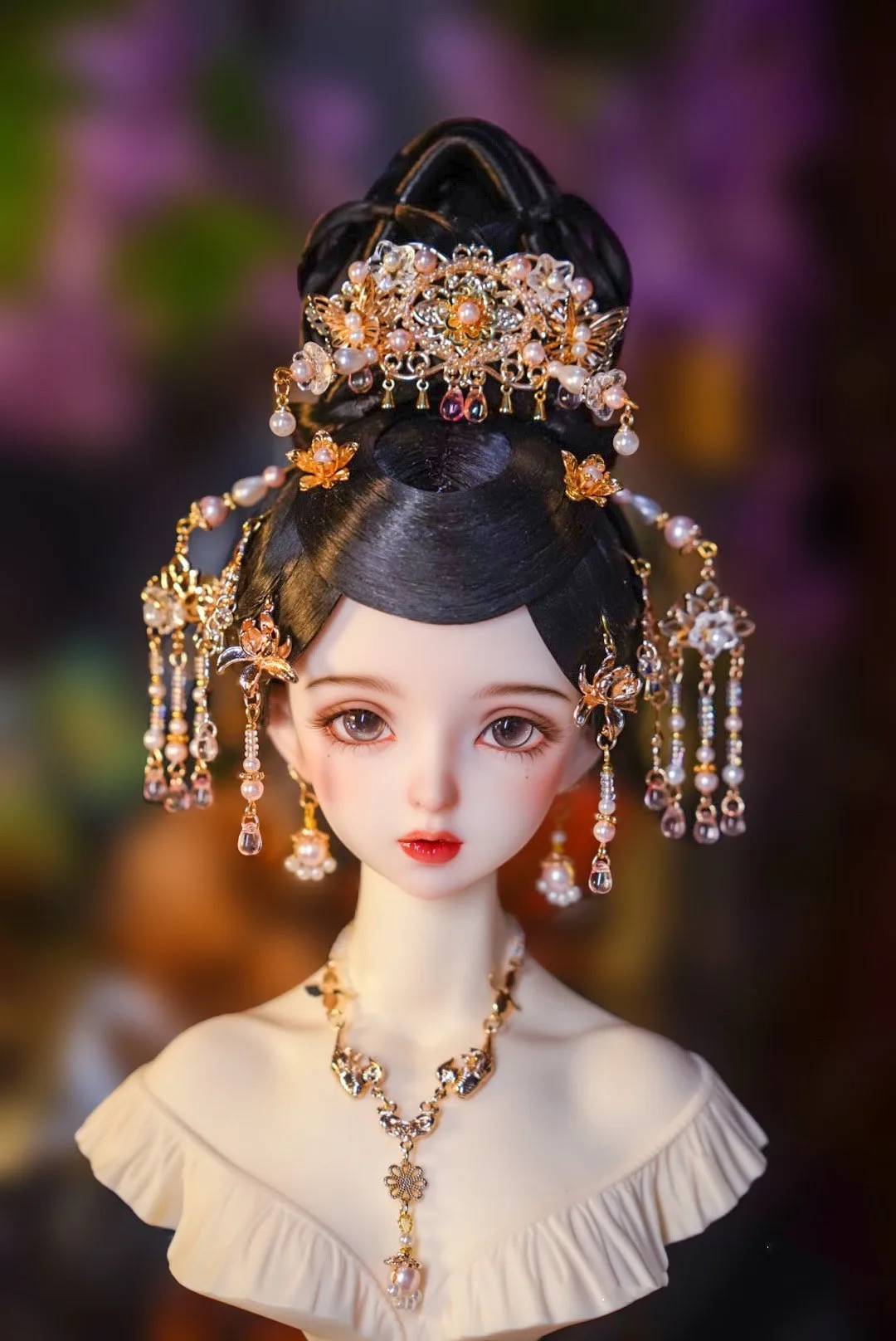 

Nice 1/3 1/4 Tiara Doll Accessories, "Tyumen" BJD Headdress Earring Necklace Set