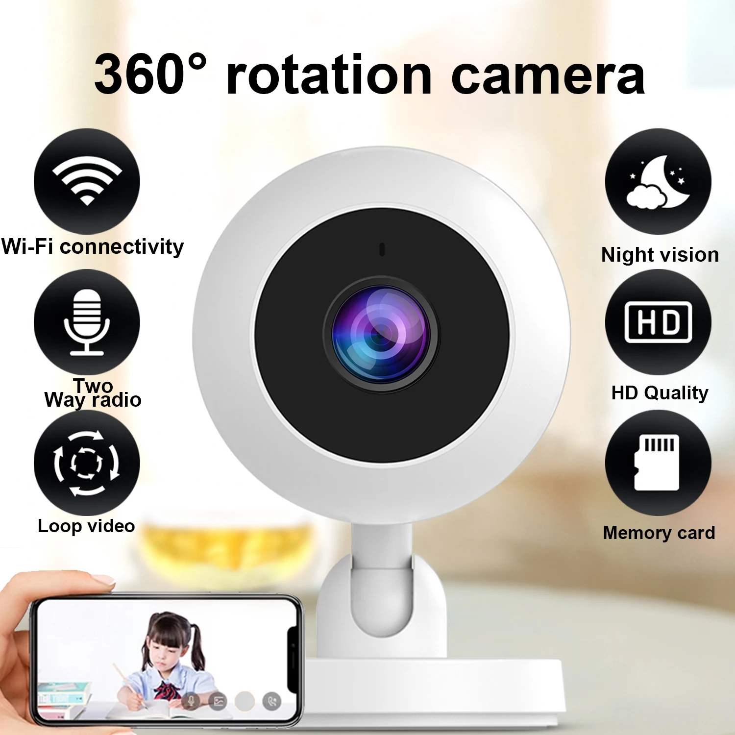 

1080P WiFi Camera Smart Home Security Monitor Night Vision 2way Audio Cloud Storage Mini Portable Camcorders For Baby Pet Camera