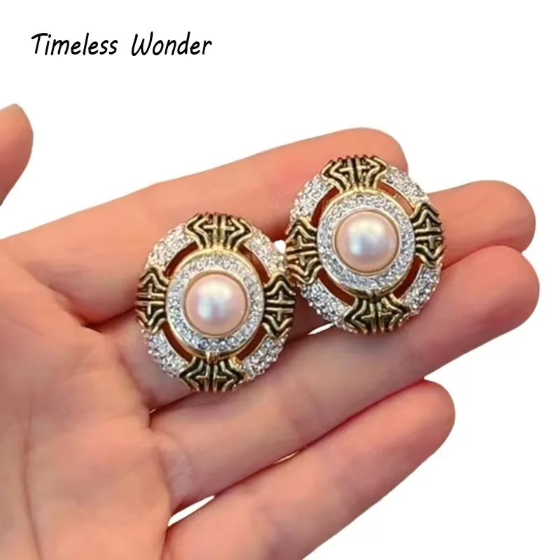 

Timeless Wonder Fancy Zircon Geo Pearl Stud Earrings for Women Designer Jewelry Gift Brincos Trendy Top Mix Rare Gift 3286